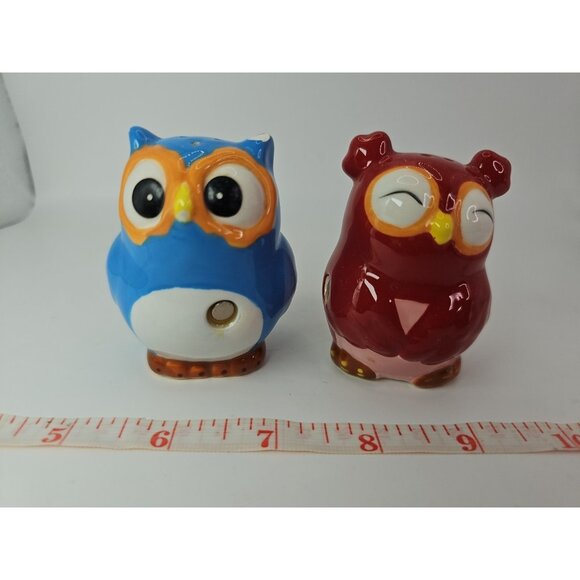 SALT & PEPPER SHAKERS Kitchen Kissing Owls Topsy Turvy Magnetic VTG - Picture 4 of 16